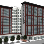 An artist rendering of a 10-story luxury apartment building to be built on Munroe Street in the downtown.