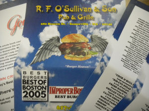 cover of RF O'Sullivan's menu
