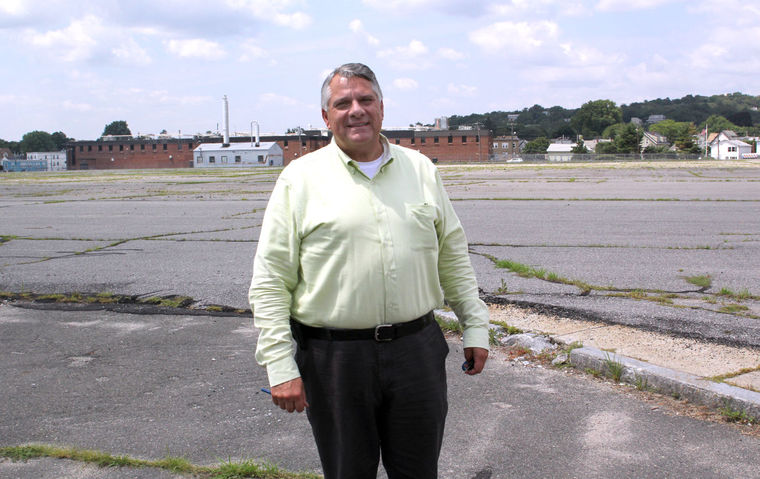 Charles Patsios stands on the site of the future Market Basket at the corner of Federal Street and Western Avenue in Lynn.